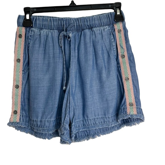 Current Air Blue Chambray Raw Hem w/Pockets Drawstring Waist Shorts sz XS - Picture 1 of 9